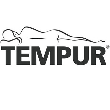TEMPUR Logo mit einer stilisierten Umrisszeichnung einer auf der Seite liegenden Person über dem Schriftzug TEMPUR.