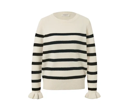 Pull en tricot à rayures avec poignets ruchés.