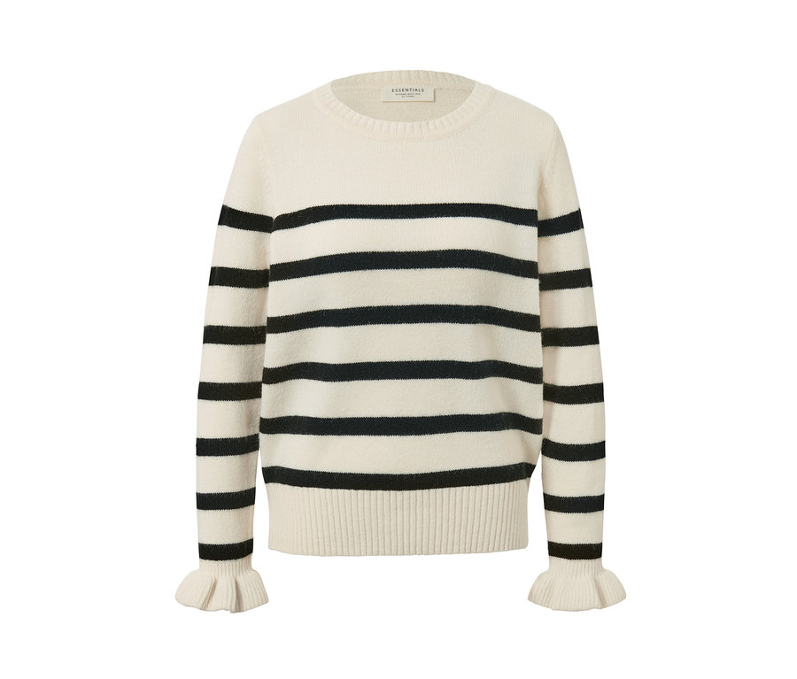 Pull en tricot à rayures avec poignets ruchés.