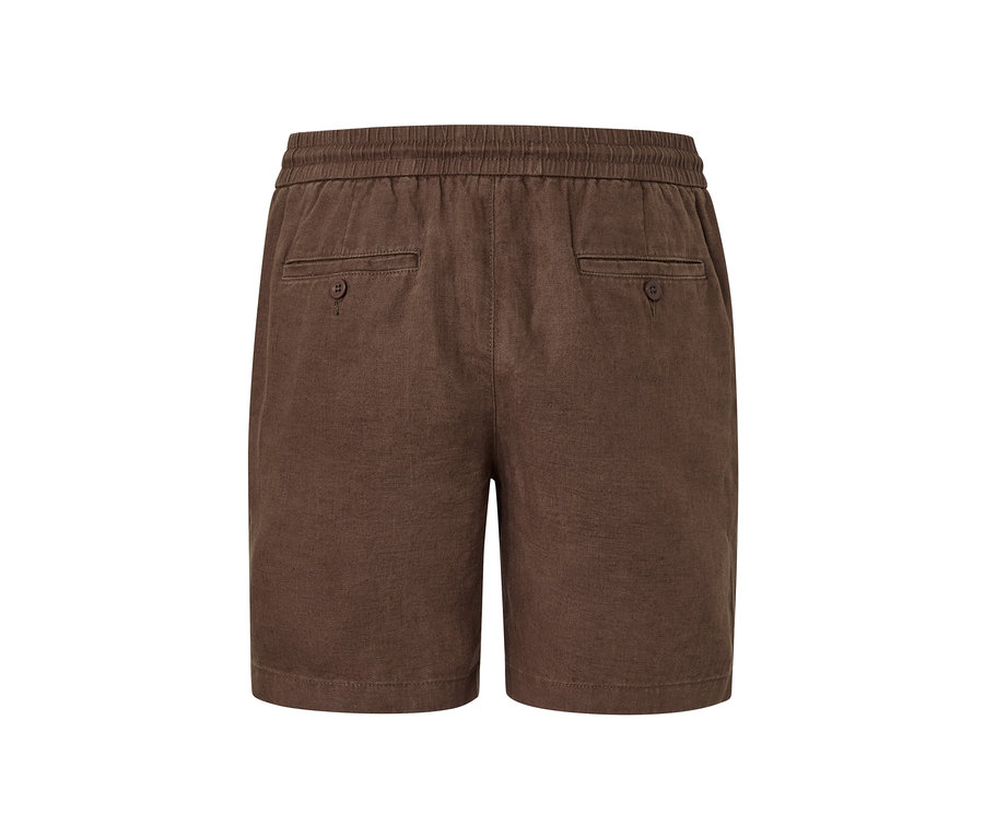 Short marron en lin vu de dos.