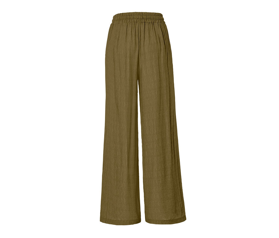 Pantalon à taille élastique olive.