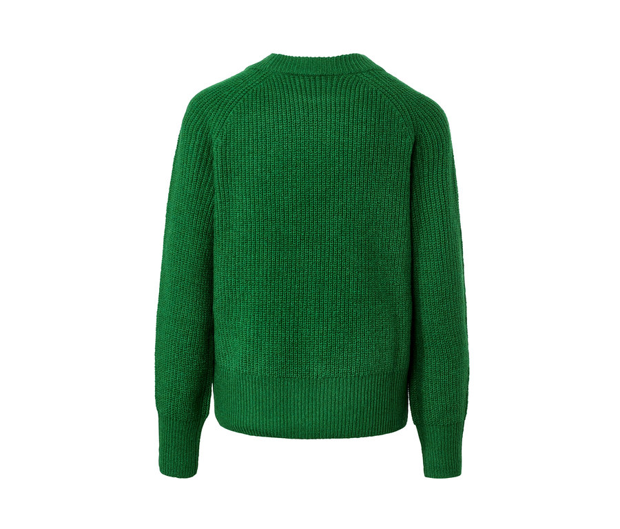 Vue arrière d'un pull en maille vert.