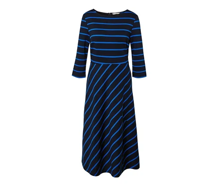 Détail d'une robe rayée en jersey.
