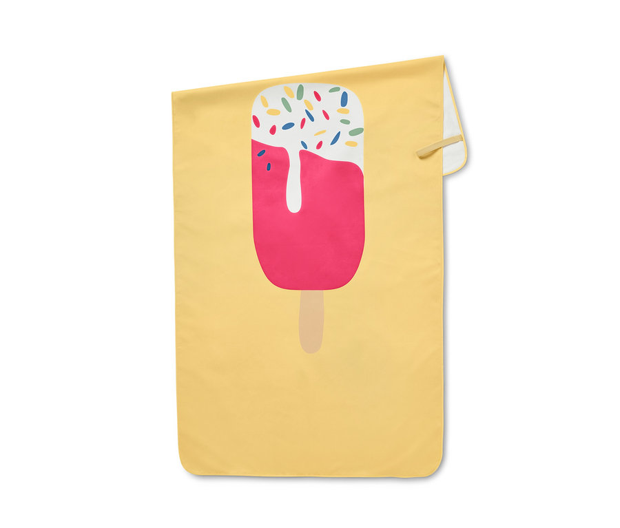 Serviette microfibre jaune pour enfants avec motif de glace.