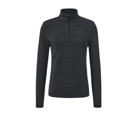 T-shirt technique gris foncé à manches longues avec de la laine certifiée RWS.