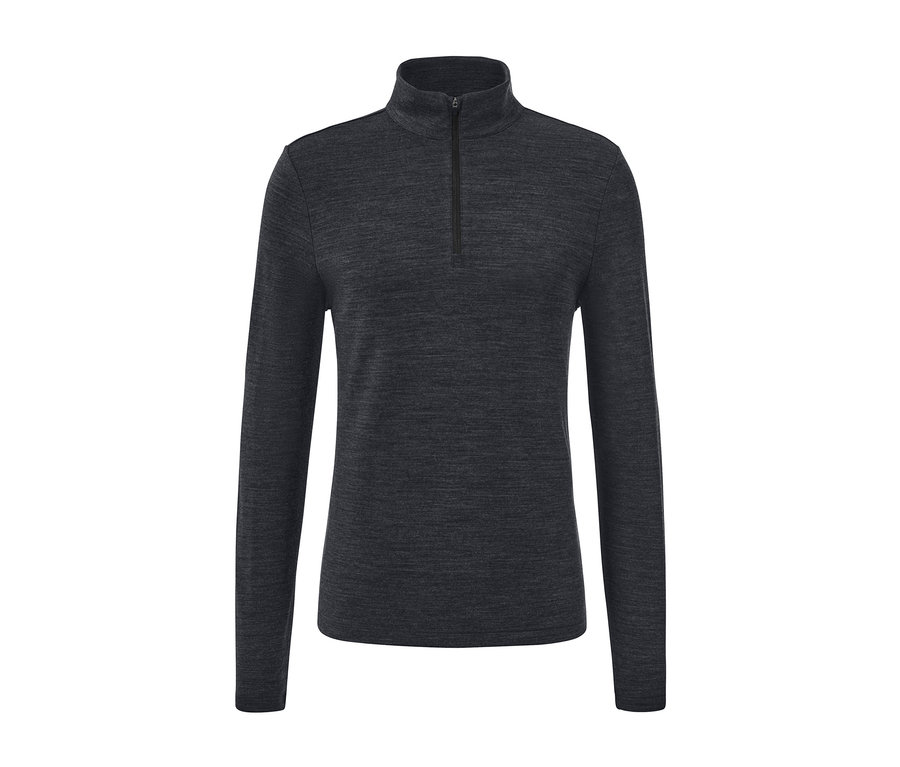 T-shirt technique gris foncé à manches longues avec de la laine certifiée RWS.