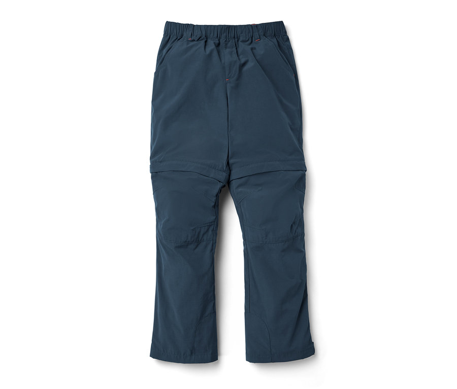 Un pantalon fonctionnel pour enfant bleu marine sur fond blanc.
