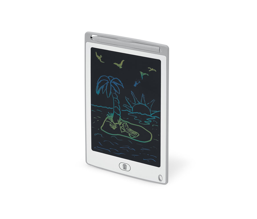 Tablette LCD avec un dessin d'une île.