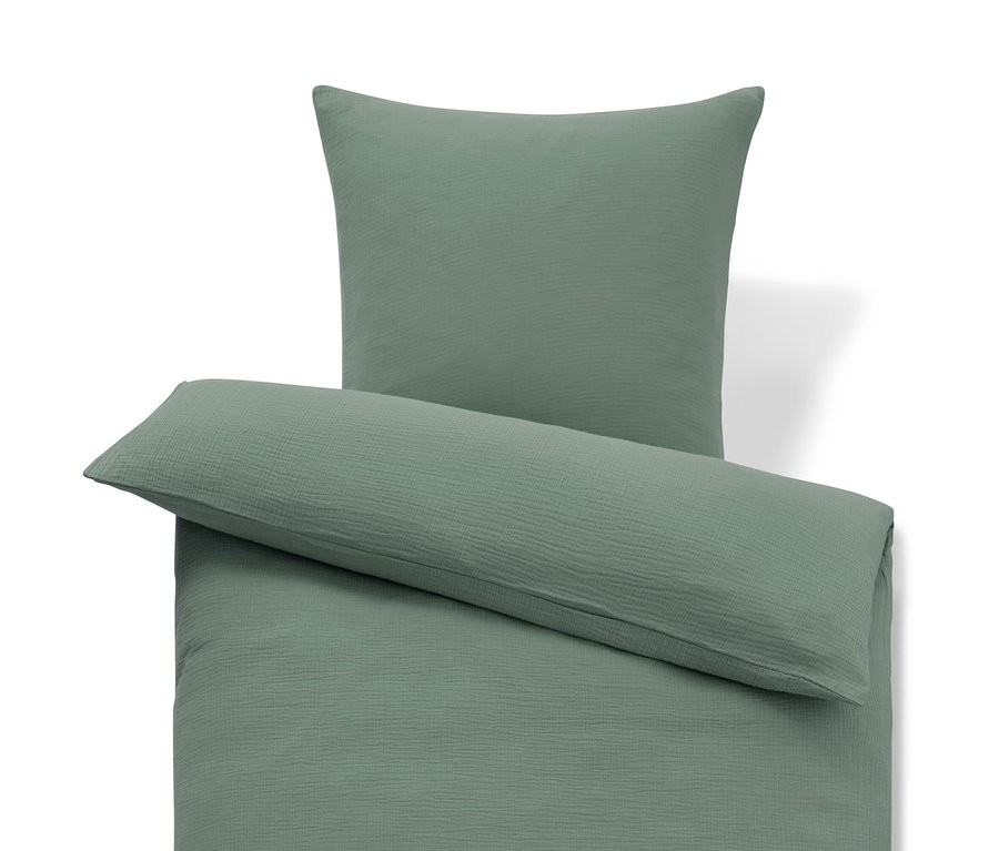 Parure de lit en mousseline verte, taille standard et grande taille.