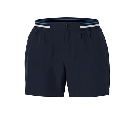 Short de bain bleu foncé.