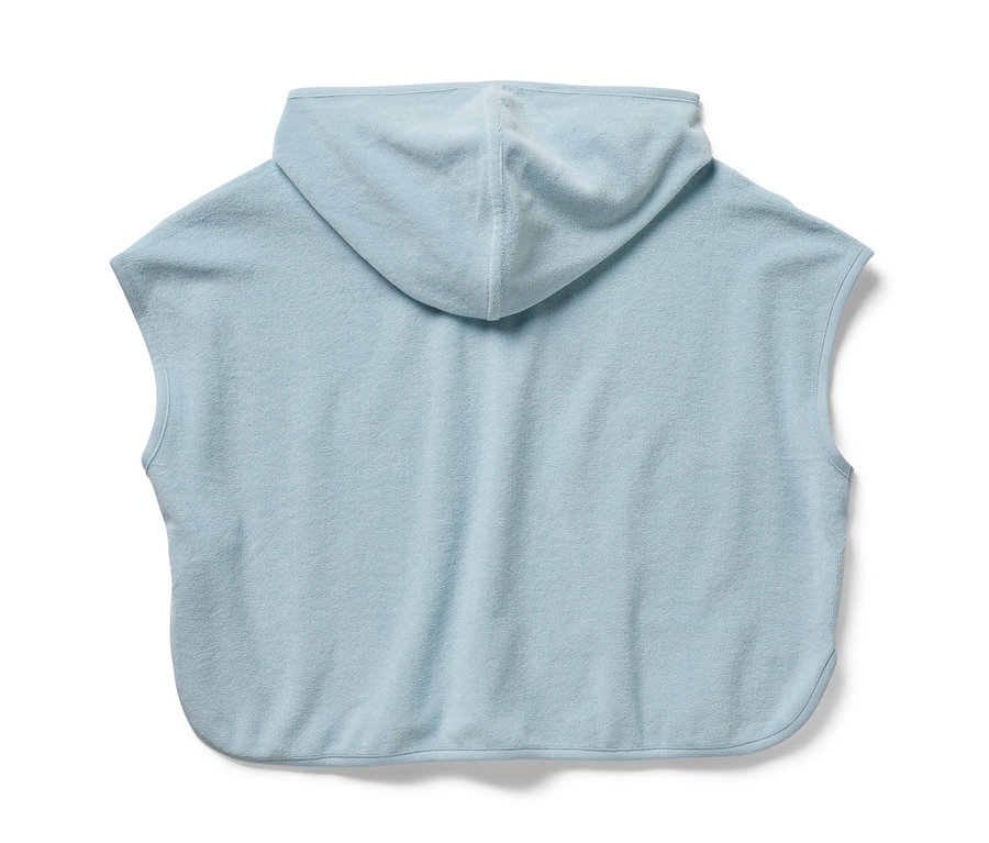 Poncho en éponge bleu Chevalier avec capuche vue de derrière.