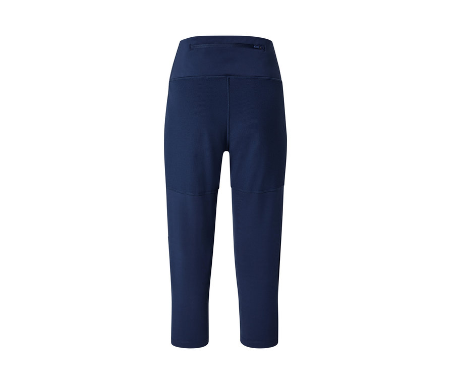 Gros plan d'un legging de trekking 3/4 bleu marine.
