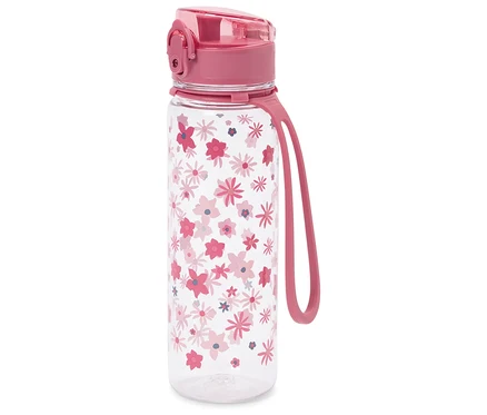 Une gourde rose avec un motif floral.