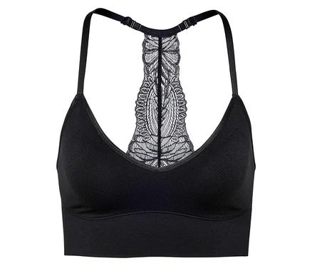 Soutien-gorge noir avec dos en dentelle.