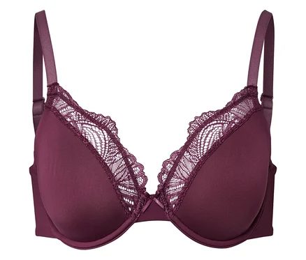 Soutien-gorge à armatures bordeaux.