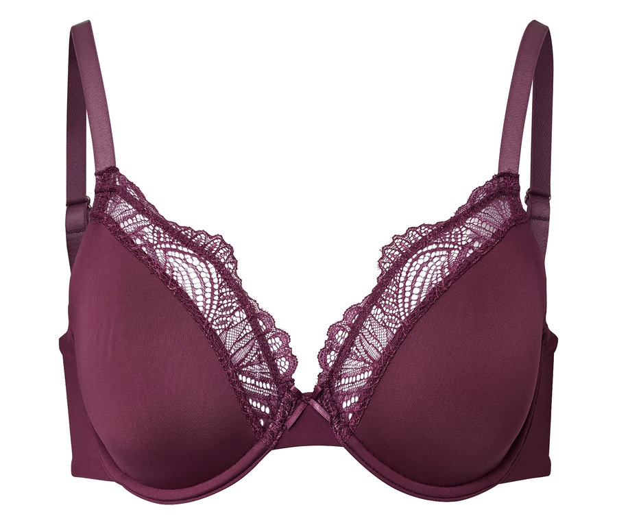 Soutien-gorge à armatures bordeaux.