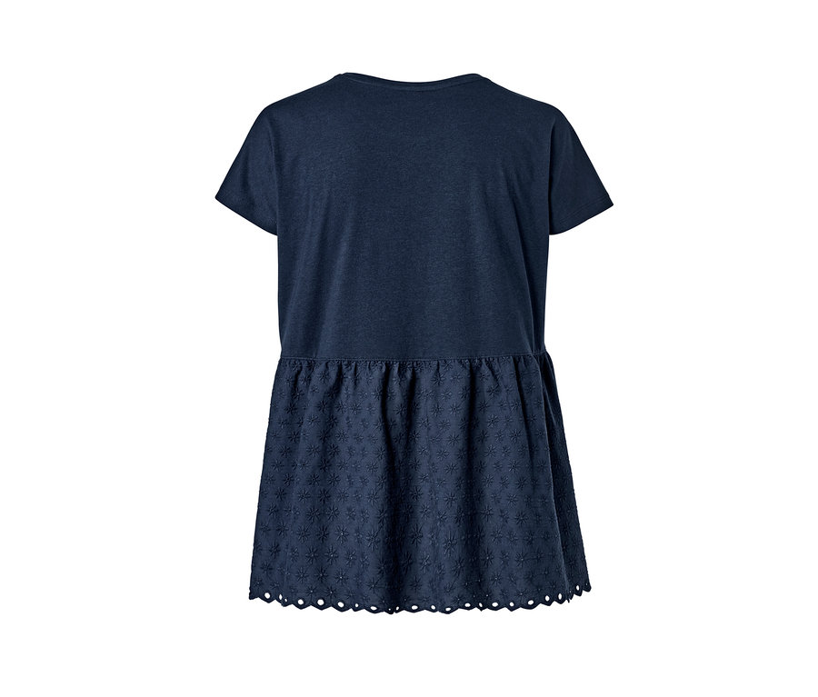 T-shirt bimatière bleu foncé à broderie.