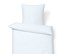 Linge de lit en lin blanc, taille standard.