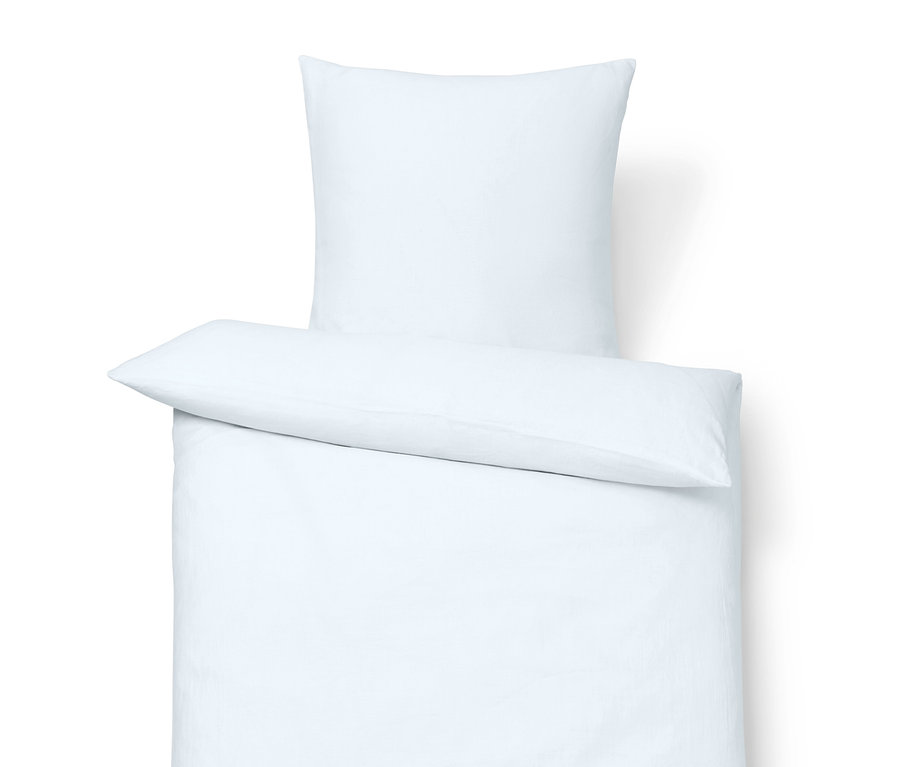 Linge de lit en lin blanc, taille standard.
