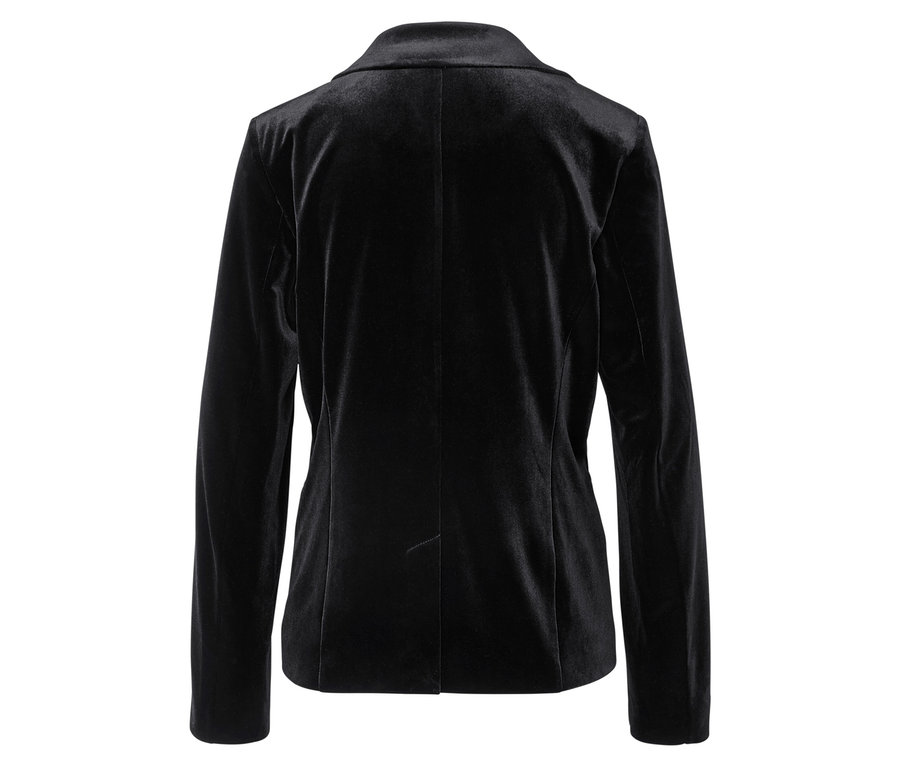 Vue arrière d'un blazer en velours noir.