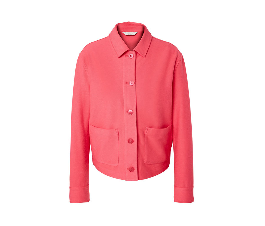 Veste en jersey pêche boutonnée avec deux poches.