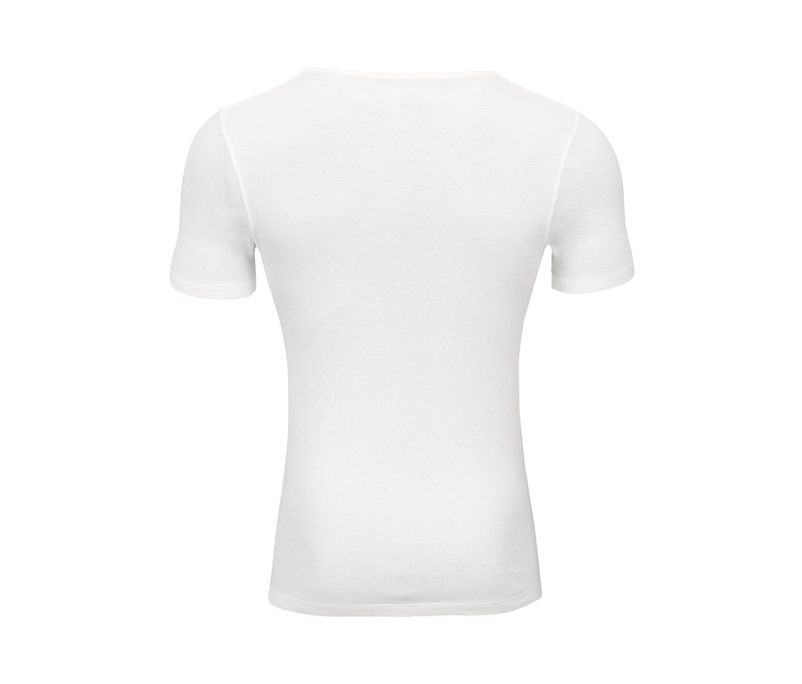 Gros plan sur un maillot de corps blanc à manches courtes, en côte fine de qualité, lot de 2.