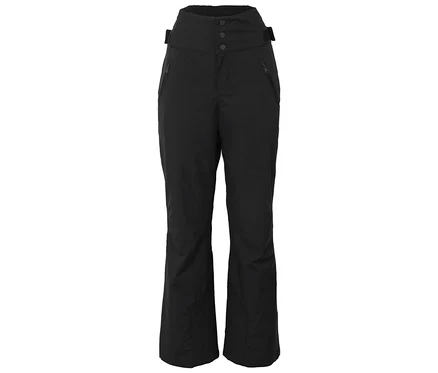 Pantalon de ski noir à taille haute avec fermeture à boutons.
