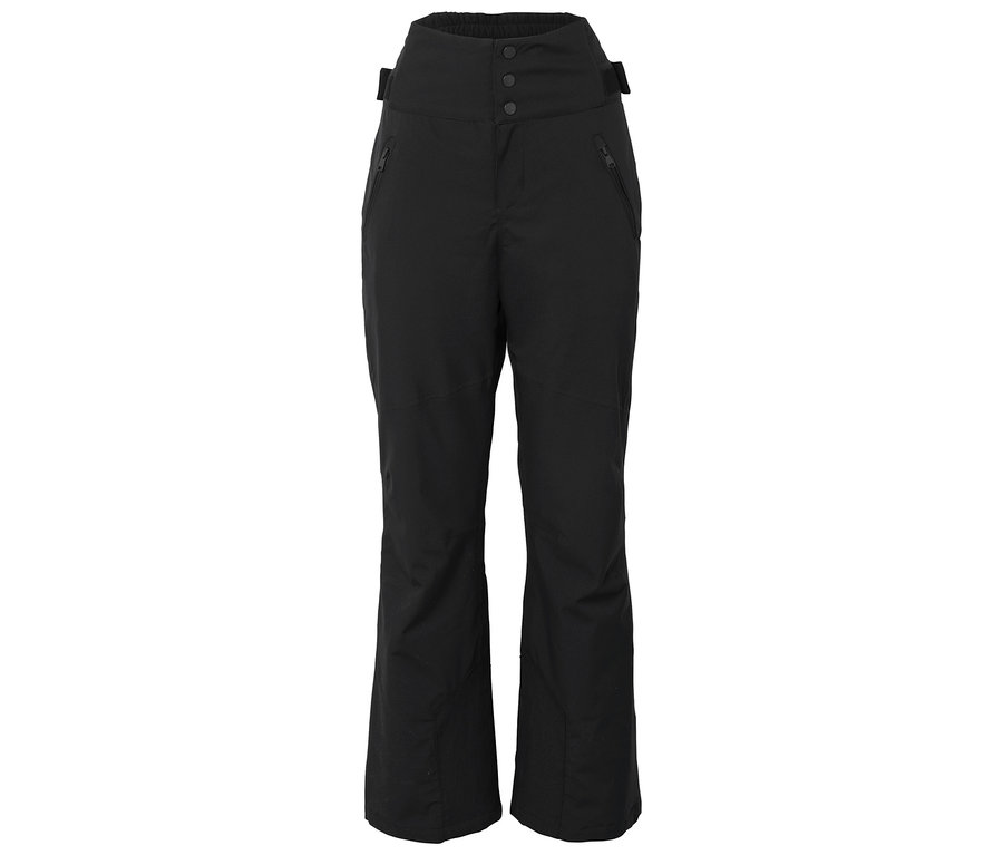 Pantalon de ski noir à taille haute avec fermeture à boutons.