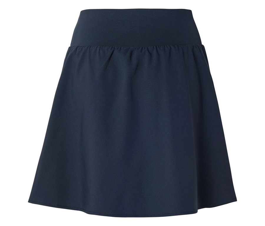 Jupe bleu marine pour femme avec taille élastique.