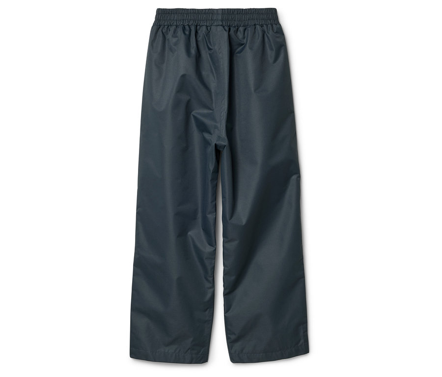 Pantalon de pluie ample bleu foncé avec cordon élastique.