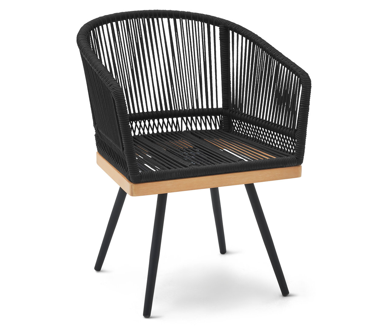 Chaise de jardin pivotante avec tressage textile.