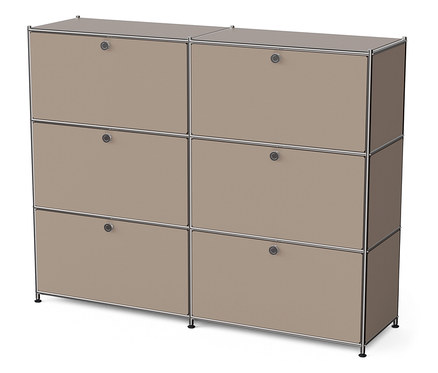 Commode en métal « CN3 » à 6 abattants, taupe