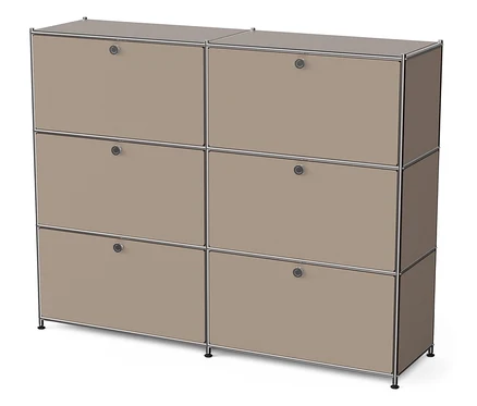 Commode en métal « CN3 » à 6 abattants, taupe.