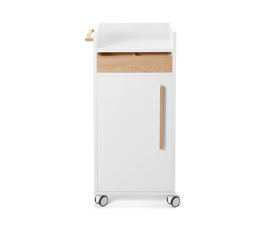 Chariot d’appoint pour salle de bains «Eklund» blanc avec tiroir coulissant et porte.