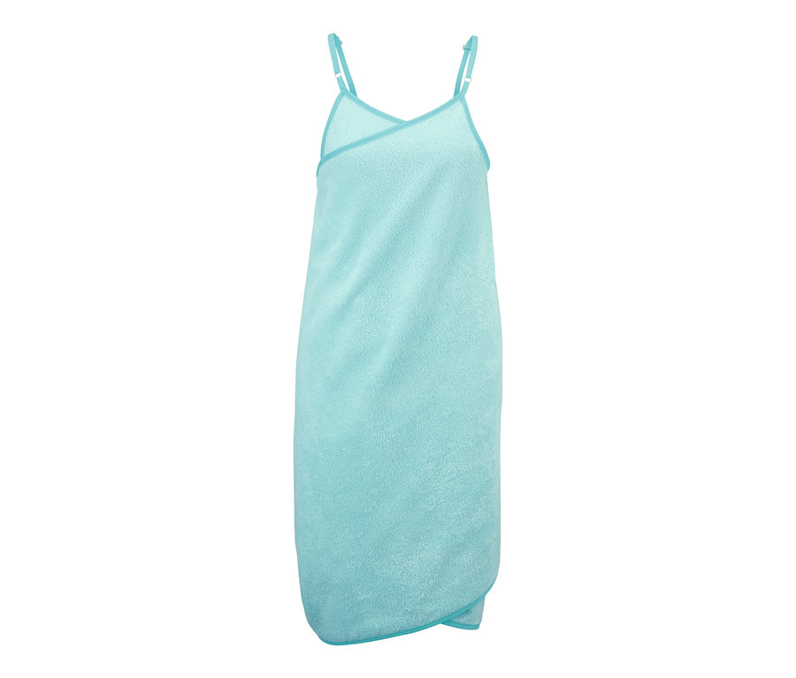 Robe linge de toilette turquoise avec bretelles.