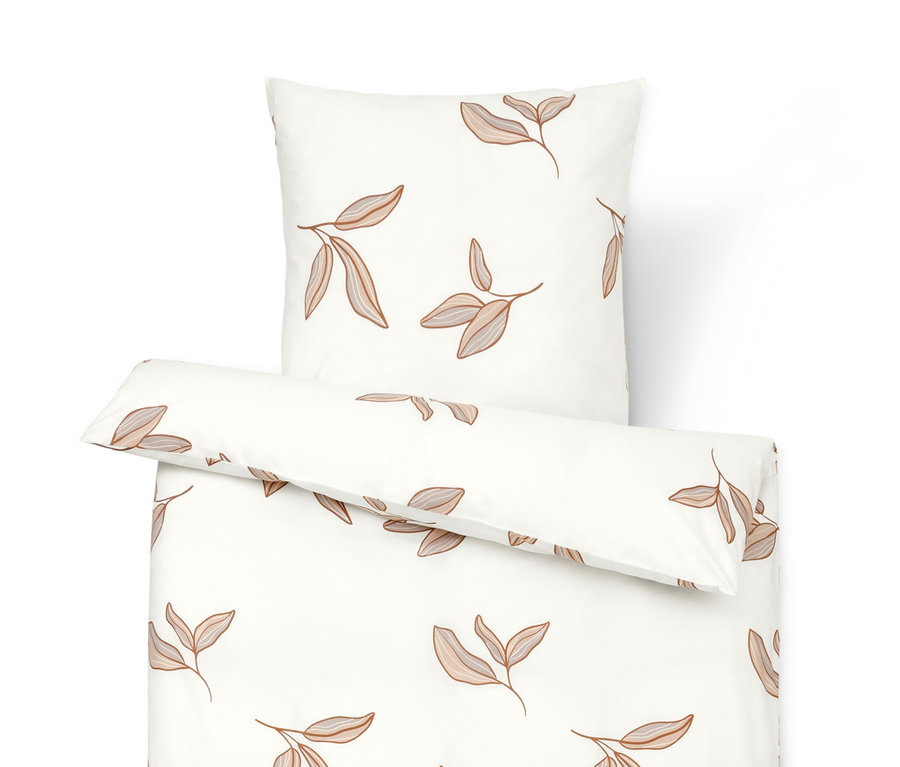 Parure de lit blanche en coton avec motif de feuilles. Parure de lit en coton de qualité supérieure disponible en grande taille, taille double et taille normale.
