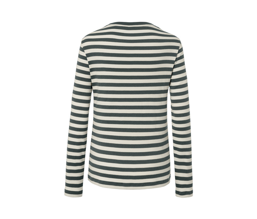 Vue arrière d'un t-shirt à manches longues rayé.