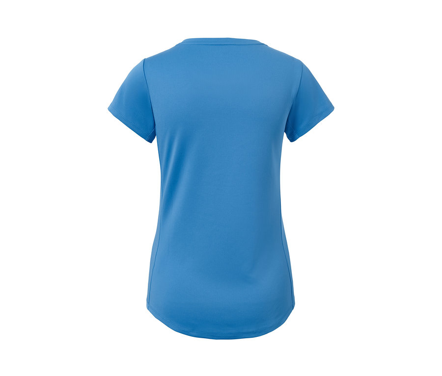 T-shirt fonctionnel bleu vu de derrière.