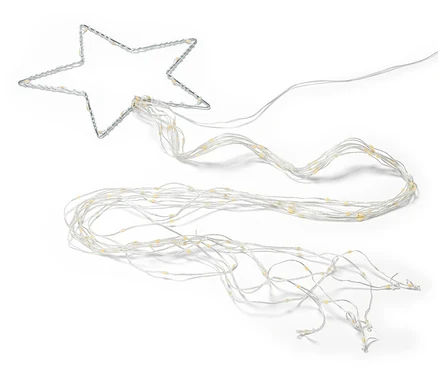 Silhouette LED étoile avec des lumières en cascade sur fond blanc.