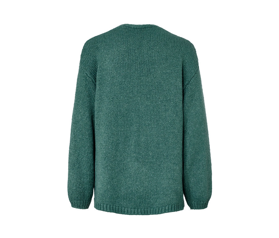 Vue arrière d'un cardigan ouvert en grosse maille.