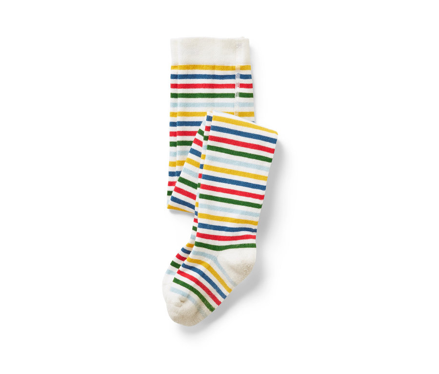 Une paire de collants pour enfant avec des rayures colorées.