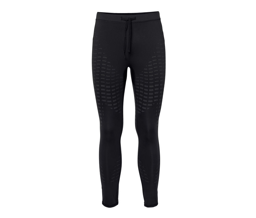 Legging de sport noir avec motif géométrique.