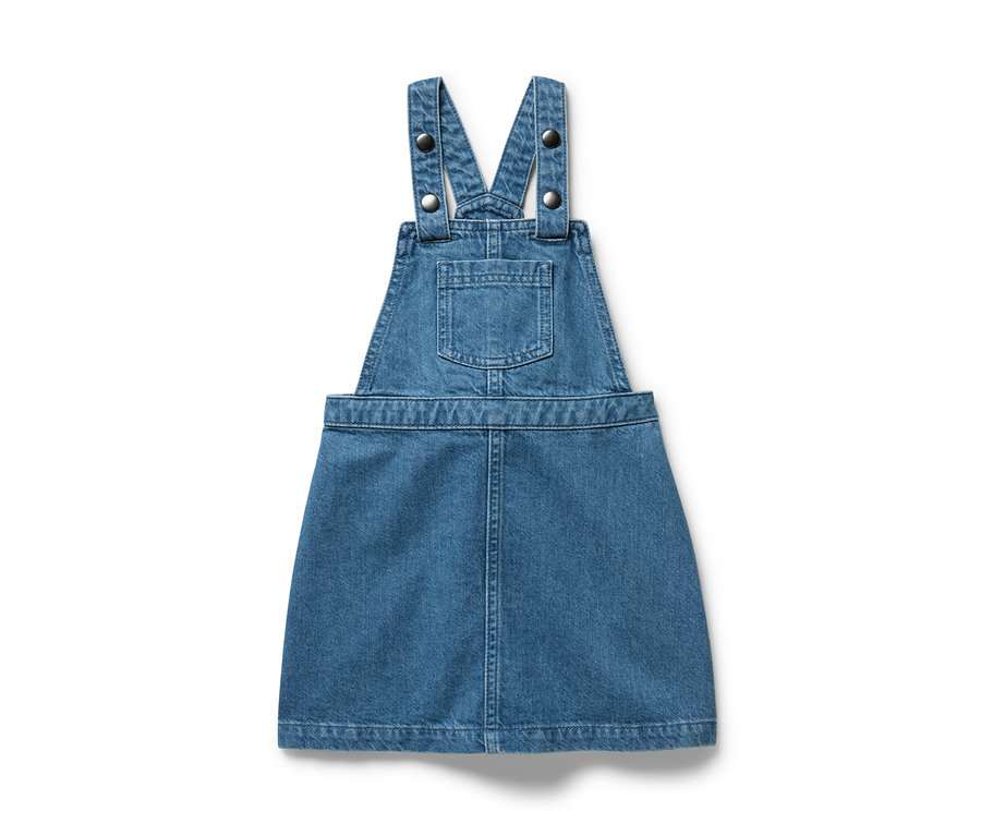 Robe-salopette pour enfant en jean bleu.