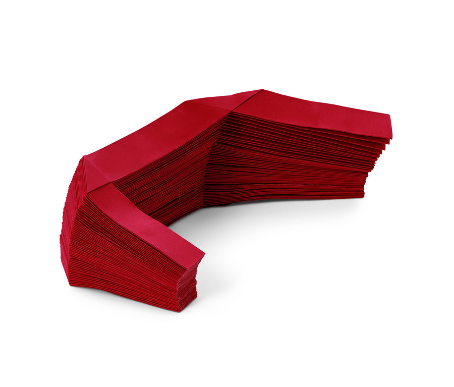 Une jupe en papier rouge pour sapin de Noël.