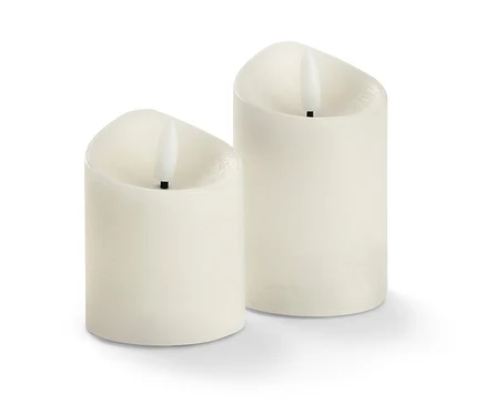 Deux bougies à LED en cire véritable, crème.