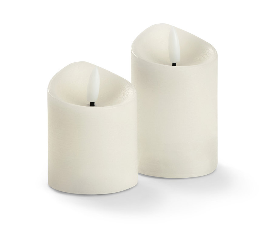 Deux bougies à LED en cire véritable, crème.