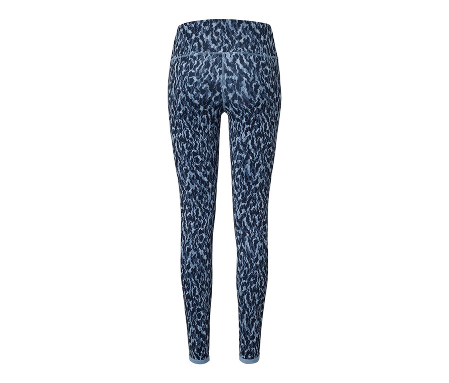 Legging de sport réversible bleu/bleu clair à motifs.