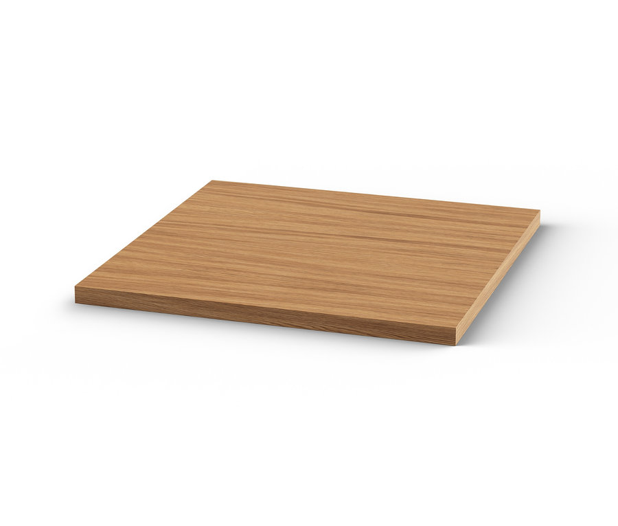 Détail du plateau en bois de la commode étroite en métal « CN3 ».