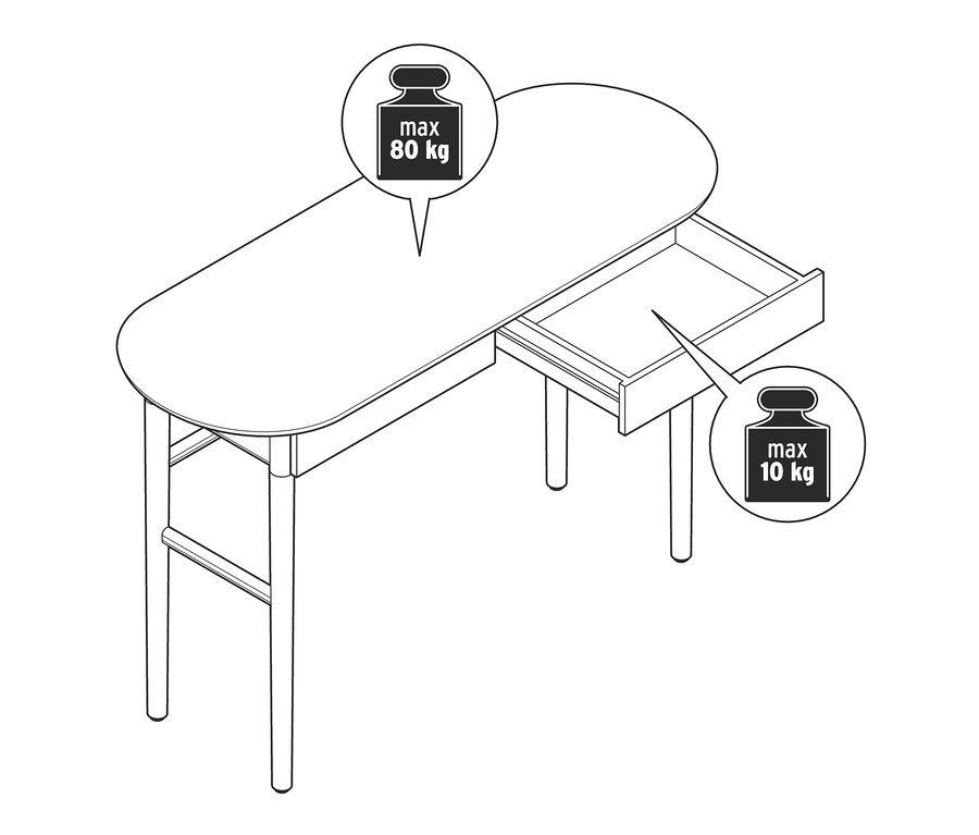 Illustration d'un secrétaire avec tiroirs, dont un tiroir est ouvert.