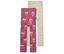 Deux leggings pour enfants : un rose avec des ballerines et un beige.